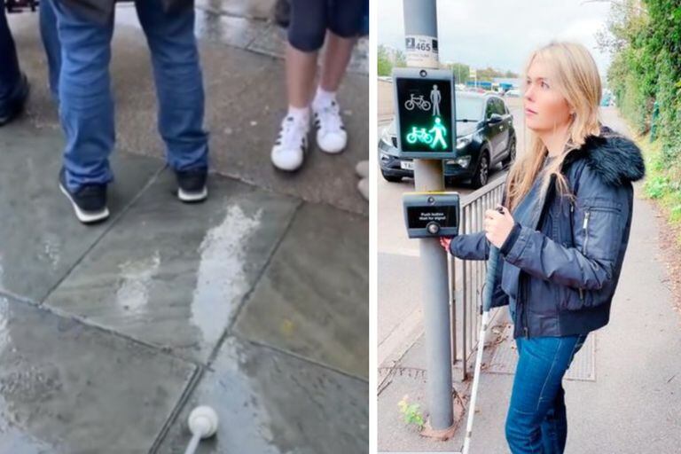 Una mujer ciega mostró cómo reacciona la gente cuando sale a caminar por la calle