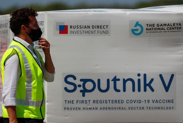 Doses of the Sputnik V (Gam-COVID-Vac) vaccine against the coronavirus disease (COVID-19) are seen at Ezeiza International Airport, in Buenos Aires, Argentina January 16, 2021. REUTERS/Agustin Marcarian