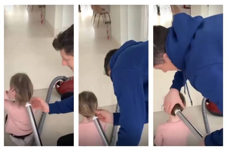 El truco de Lewandowski para peinar a su hija con la aspiradora que alertó a sus seguidores