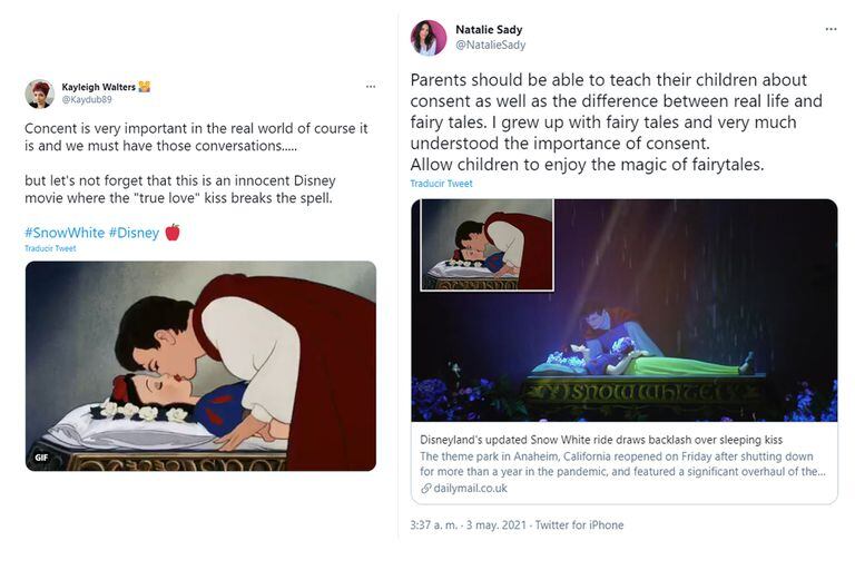 El icónico beso del príncipe a Blancanieves fue el foco de la polémica en las redes sociales por considerarlo un "acto sin consentimiento"