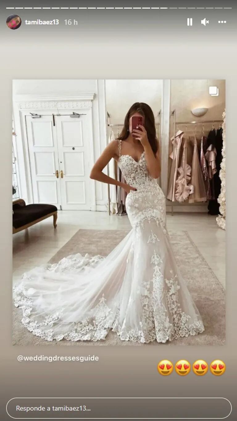 Una de las imágenes de vestidos de novia que Tamara Báez compartió en su cuenta de Instagram