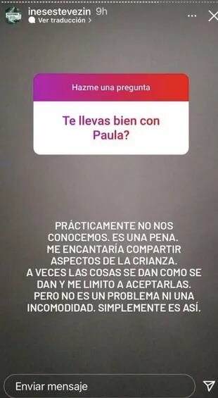 La respuesta de Inés Estévez tras ser consultada por su relación con Paula Morales
