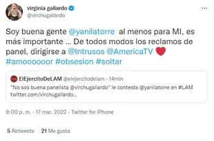 Virginia Gallardo respondió a las críticas de Yanina Latorre