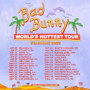 La gira mundial por estadios de Bad Bunny comienza en Estados Unidos, pasa por Sudamérica y termina en México