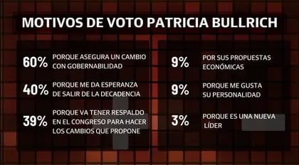 Los principales motivos que sobresalen entre los votantes de Patricia Bullrich