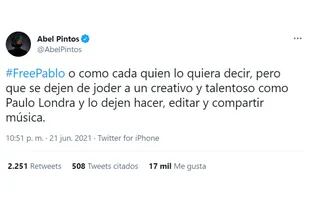 Abel Pintos se sumó al hashtag #FreePaulo