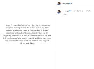 La opinión de Zendaya previo al estreno de la segunda temporada de Euphoria de HBO (Crédito: Instagram/@zendaya)