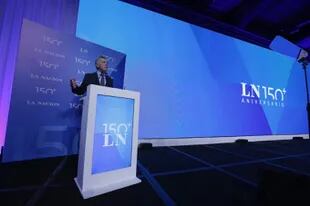 Mauricio Macri durante su discurso en la celebración por los 150 años de LA NACION