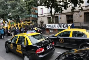Una protesta contra Uber en Buenos Aires
