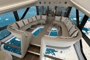 El interior del Airlander 10: la base será transparente para ver el terreno que se está sobrevolando