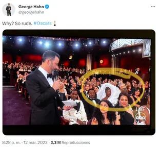 Algunos usuarios en Twitter llamaron "grosera" a Tems por no dejar ver a otros espectadores durante los Oscar 2023
