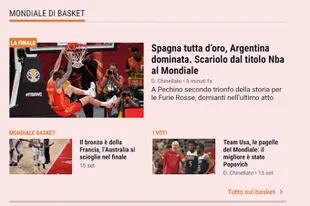 La Gazzetta dello Sport, de Italia. Las repercusiones de la caída de Argentina en el mundo.