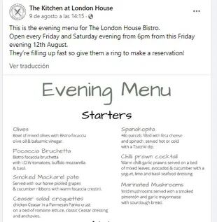 La imagen del menú de la discordia entre el Kitchen At London House y un grupo de veganos.