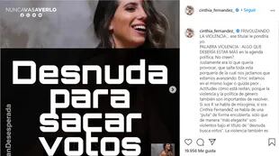 Cinthia Fernández acusó de "violentos" a todos los que la criticaron por la imagen