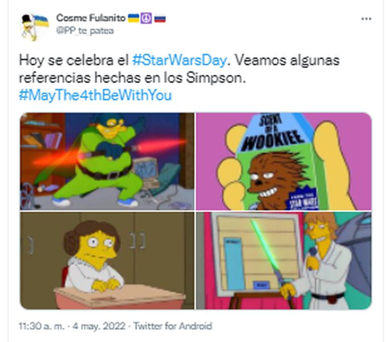 En redes sociales recopilaron algunas de las ocasiones en las cuales Los Simpson hicieron alusión a Star Wars en la serie (Crédito: Twitter)