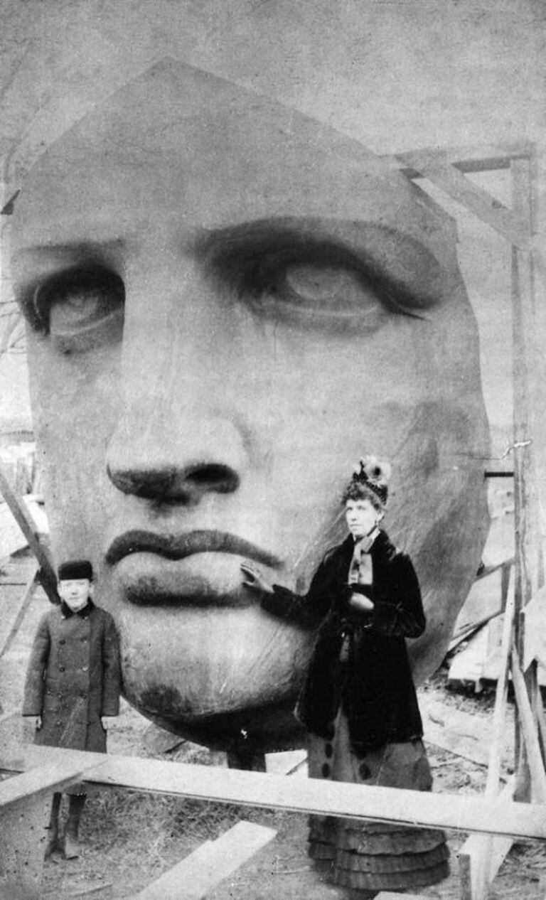La cara de la estatua cuando llegó a Nueva York el 17 de junio de 1886. Fuente: Wikipedia