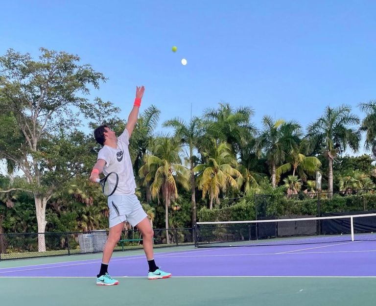 Del Potro y una de sus últimas prácticas en Key Biscayne. 