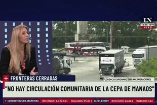 La directora nacional de Migraciones, Florencia Carignano, dijo a LN+ que la cepa de Manaos no tiene "circulación comunitaria" en la Argentina