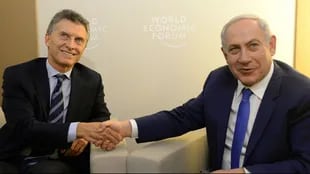 Mauricio Macri y Benjamín Netanyahu en el Foro Económico Mundial en el 2016