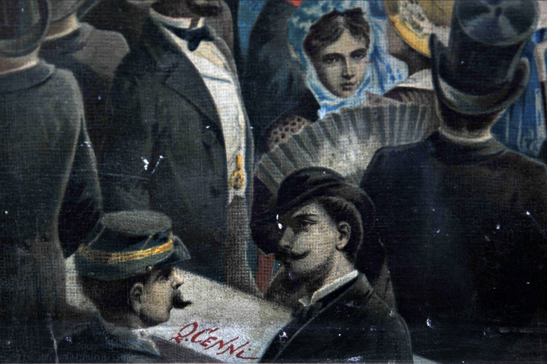 Quincio Cenni se incluyó en el medio del cuadro, abajo de todo, junto a su firma.