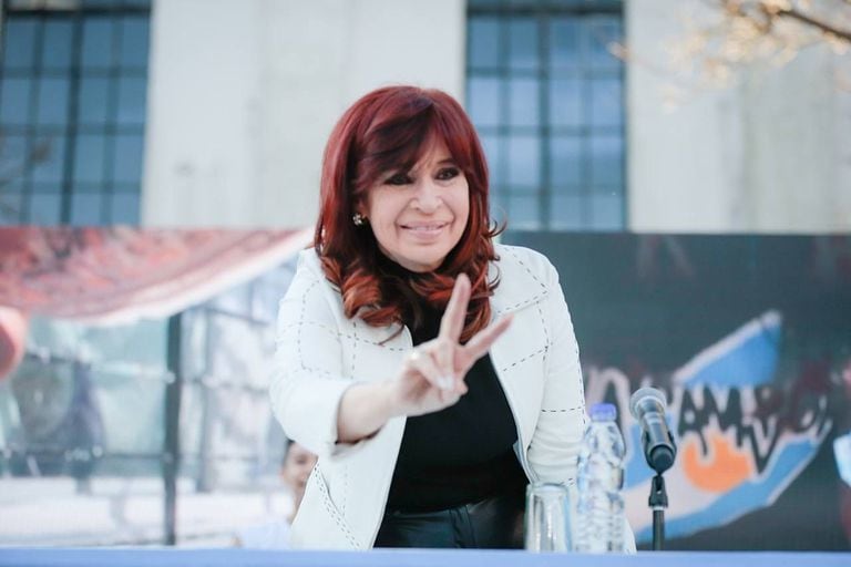 Cristina Fernández de Kirchner, en un encuentro con militantes de La Cámpora
