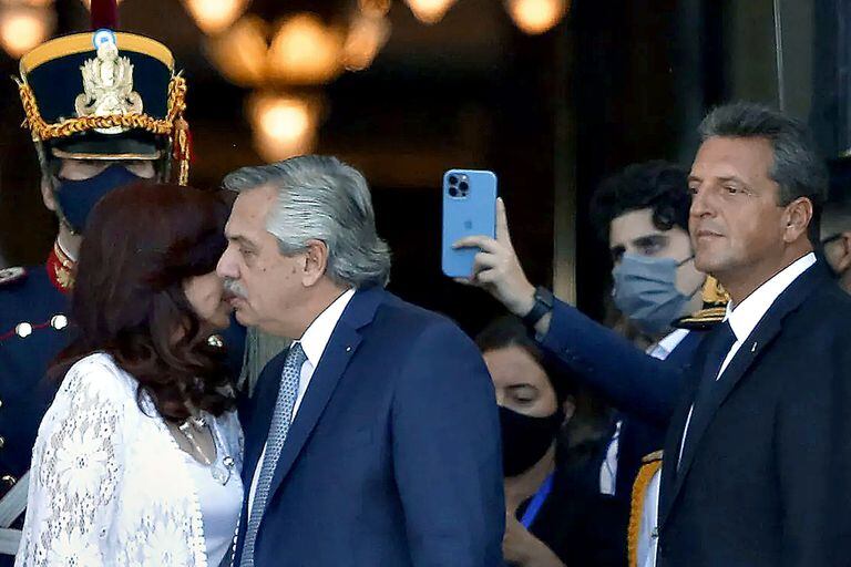 Cristina Kirchner, Alberto Fernández y Sergio Massa, el día de la apertura de las sesiones ordinarias del Congreso