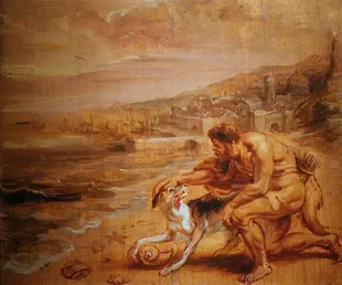 "El descubrimiento del púrpura por el perro de Hércules", del artista flamenco Peter Paul Rubens, de alrededor de 1636.