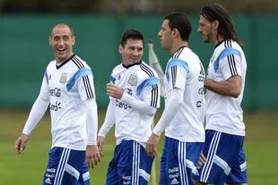 Zabalatea, Messi, Demichelis y Maxi Rodríguez en Ezeiza