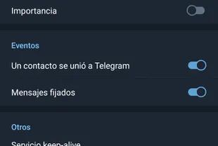 En la configuración de las notificaciones de Telegram se puede desactivar el aviso de nuevos usuarios