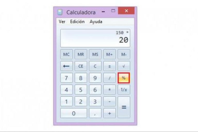 Con la calculadora de la computadora se pueden obtener porcentajes en menos pasos