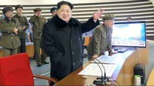 Kim, durante un lanzamiento de un misil en febrero
