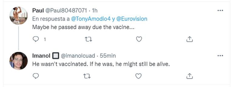 Usuarios de Twitter culparon a la vacuna contra el Covid-19 por la muerte del cantante