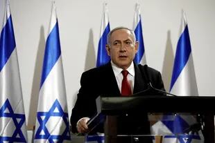 El primer ministro israelí, Benjamin Netanyahu, hace una declaración conjunta en Tel Aviv luego de los ataques