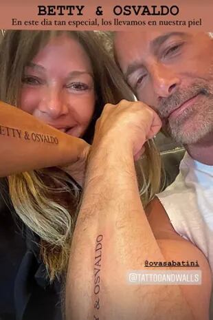 Catherine Fulop y su marido se tatuaron el nombre de los padres de Ova Sabatini: la suegra de la actriz falleció en abril último