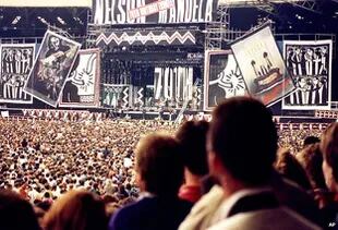 Concierto para la liberación de Nelson Mandela en el estadio de Wembley, Londres, 1988.