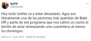 El recuerdo de Agustina Fontenla de Bake Off Argentina en Twitter