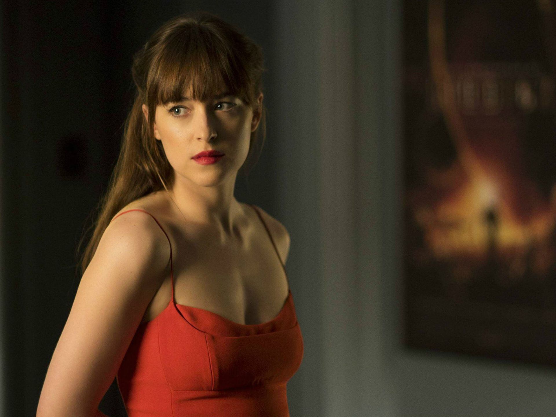 Dakota Johnson durante el rodaje de 50 sombras de Grey