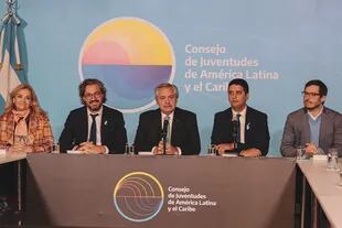 El Presidente Alberto Fernández en el lanzamiento del Consejo de Juventudes de América Latina y el Caribe, el último lunes. Llegó al acto de muy mal humor.