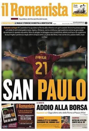Paulo Dybala en la portada de Il Romanista