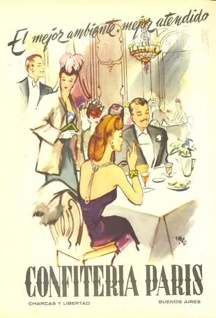 Postal publicitaria de la Confitería Paris,1946.