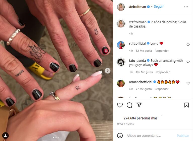 Stefi Roitman reveló el tatuaje que se hizo junto a Ricky Montaner
