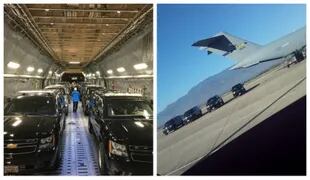 Los autos blindados en los que se moverá Kamala Harris llegaron en un avión desde Estados Unidos