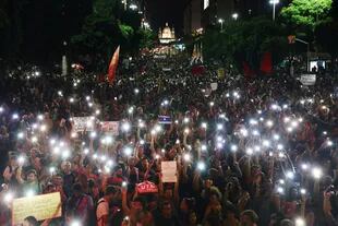 Protesta en Brasil contra una reforma jubilatoria de Jair Bolsonaro en 2020 