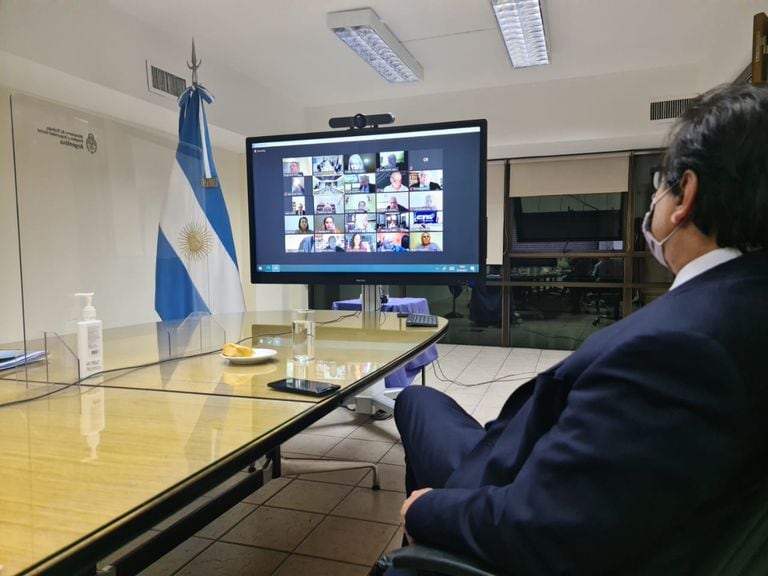 El ministro de Trabajo, Claudio Moroni, durante la reunión virtual del Consejo del Salario