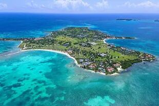 Una vista aérea del Jumby Bay Island Resort en Antigua y Barbuda, donde Lionel Messi pasó una de sus últimas vacaciones