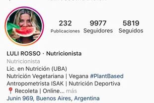 El muro de Instagram de la nutricionista Lucila Rosso