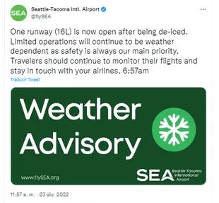 Almost all operations at the Seattle-Tacoma airport have been suspended