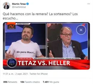 Martín Tetaz redobló la apuesta en Twitter y le preguntó a los usuarios qué podía hacer con la remera con la que chicaneó a Carlos Heller