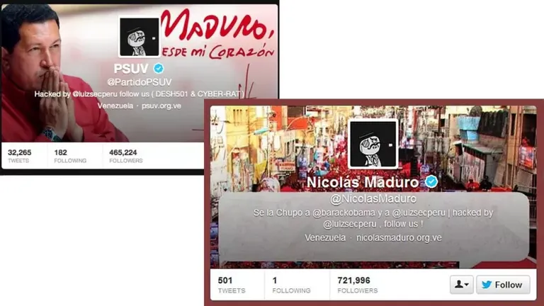 En plena jornada de votación para elegir al sucesor de Hugo Chávez, LulzSecPeru se tomó la cuenta de Twitter de Nicolás Maduro y del Partido Socialista Unido de Venezuela (PSUV), liderado por él