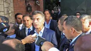 Macri, a la salida de Olivos, cuando atendió a la prensa por escasos minutos